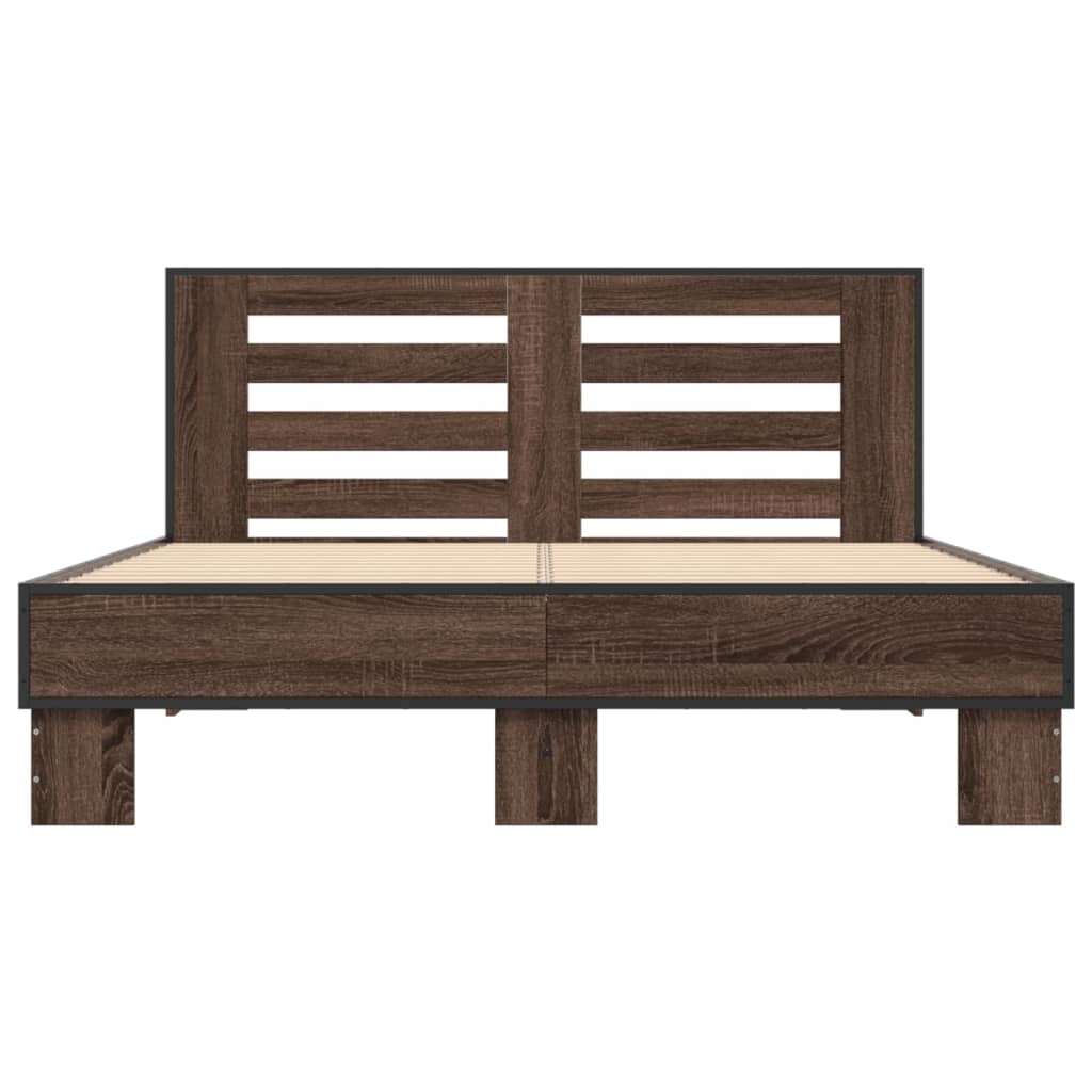 vidaXL Bed Frame without Mattress Brown Oak 140x200 cm