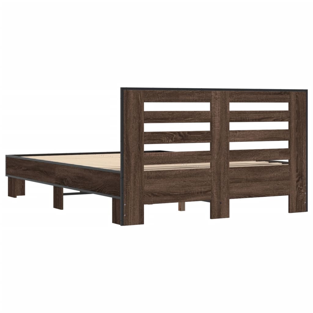 vidaXL Bed Frame without Mattress Brown Oak 140x200 cm