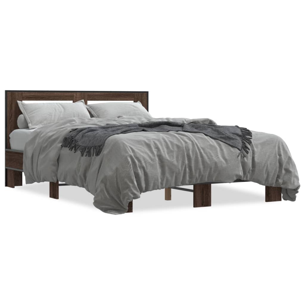 vidaXL Bed Frame without Mattress Brown Oak 140x200 cm