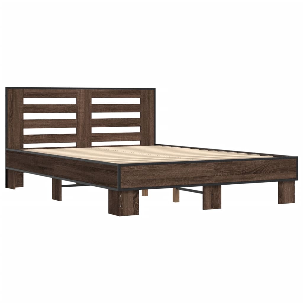 vidaXL Bed Frame without Mattress Brown Oak 120x200 cm