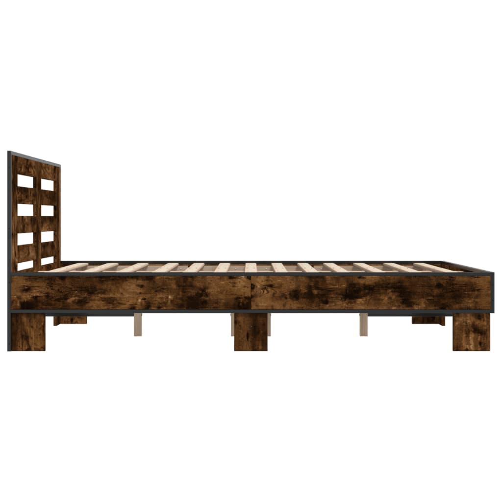 vidaXL Bed Frame without Mattress Smoked Oak 120x190 cm Small Double