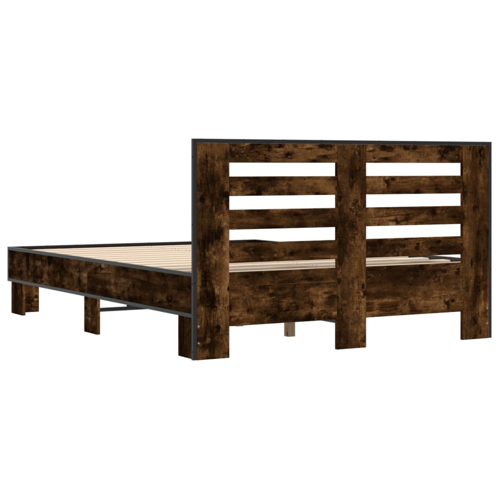 vidaXL Bed Frame without Mattress Smoked Oak 120x190 cm Small Double