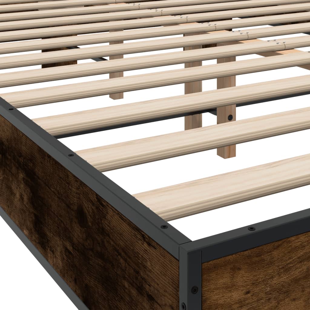 vidaXL Bed Frame without Mattress Smoked Oak 120x190 cm Small Double