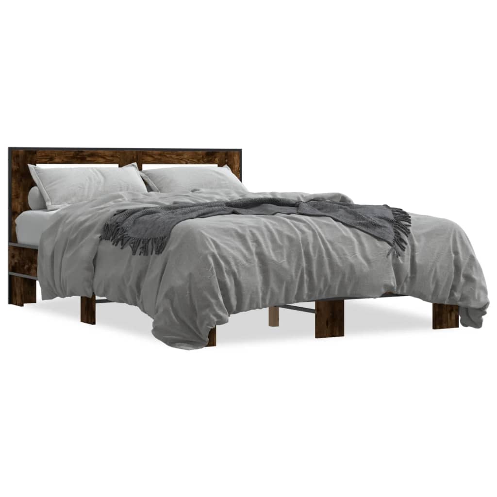 vidaXL Bed Frame without Mattress Smoked Oak 120x190 cm Small Double