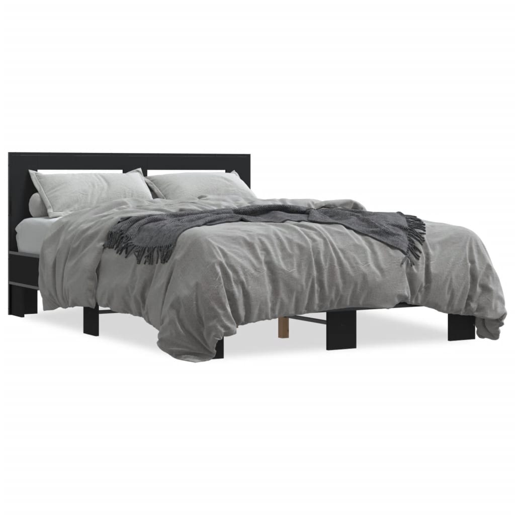 vidaXL Bed Frame without Mattress Black 135x190 cm Double