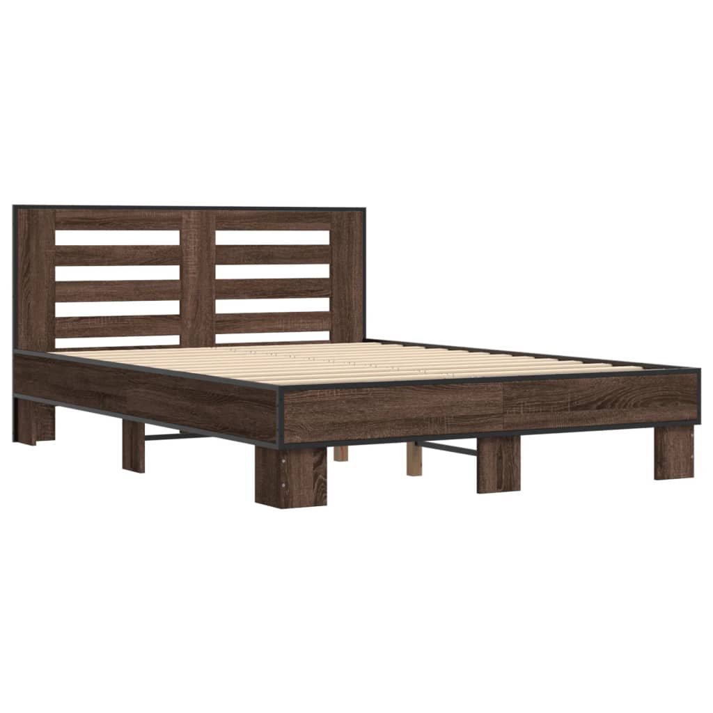 vidaXL Bed Frame without Mattress Brown Oak 135x190 cm Double