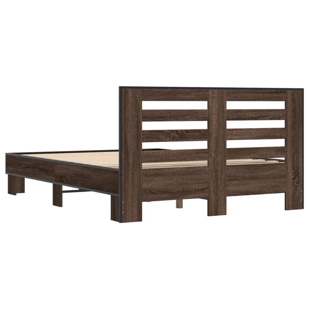 vidaXL Bed Frame without Mattress Brown Oak 135x190 cm Double