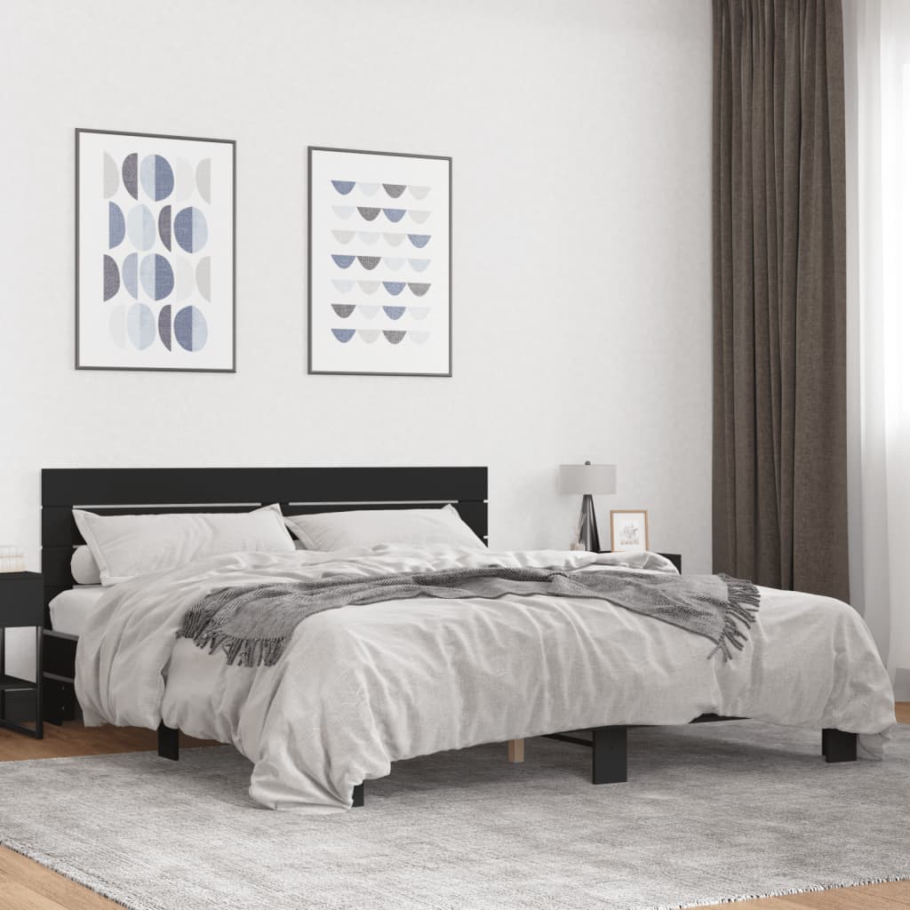 vidaXL Bed Frame without Mattress Black 200x200 cm