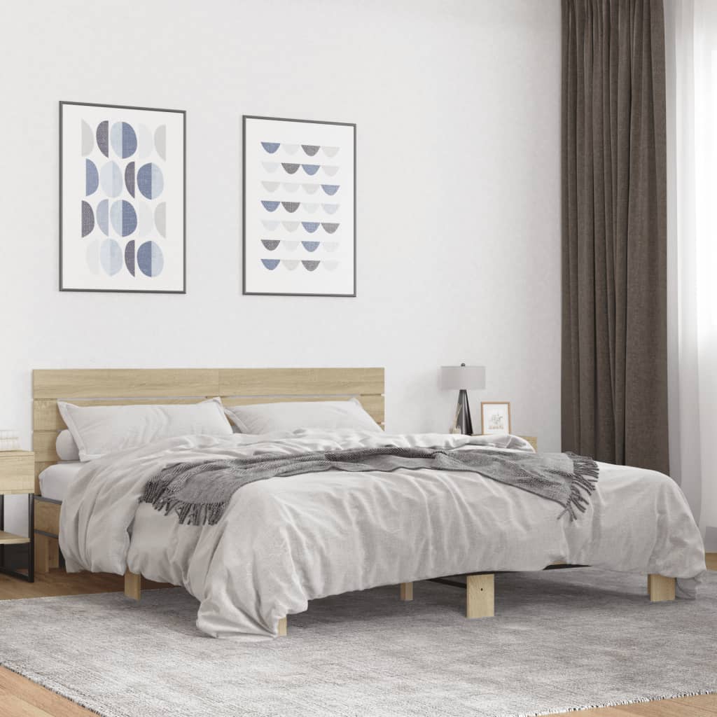 vidaXL Bed Frame without Mattress Sonoma Oak 200x200 cm