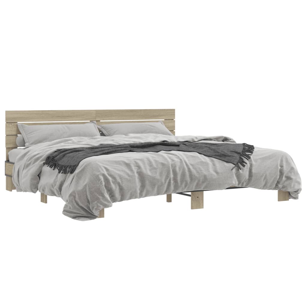 vidaXL Bed Frame without Mattress Sonoma Oak 200x200 cm