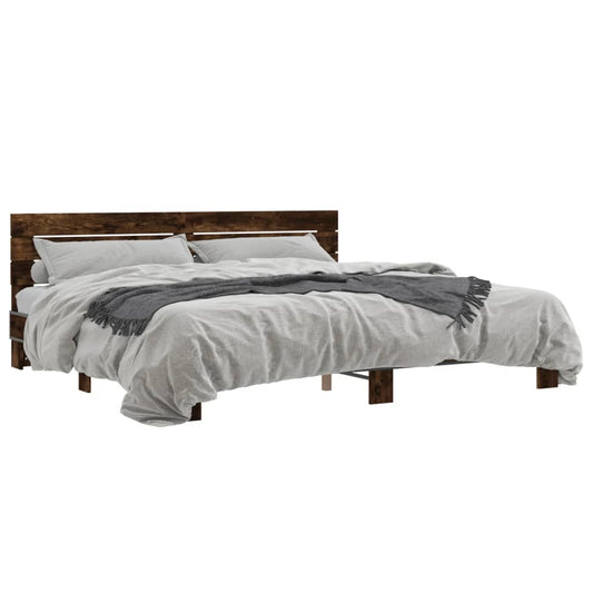 vidaXL Bed Frame without Mattress Smoked Oak 200x200 cm