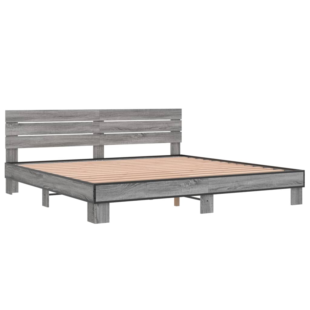 vidaXL Bed Frame without Mattress Grey Sonoma 200x200 cm