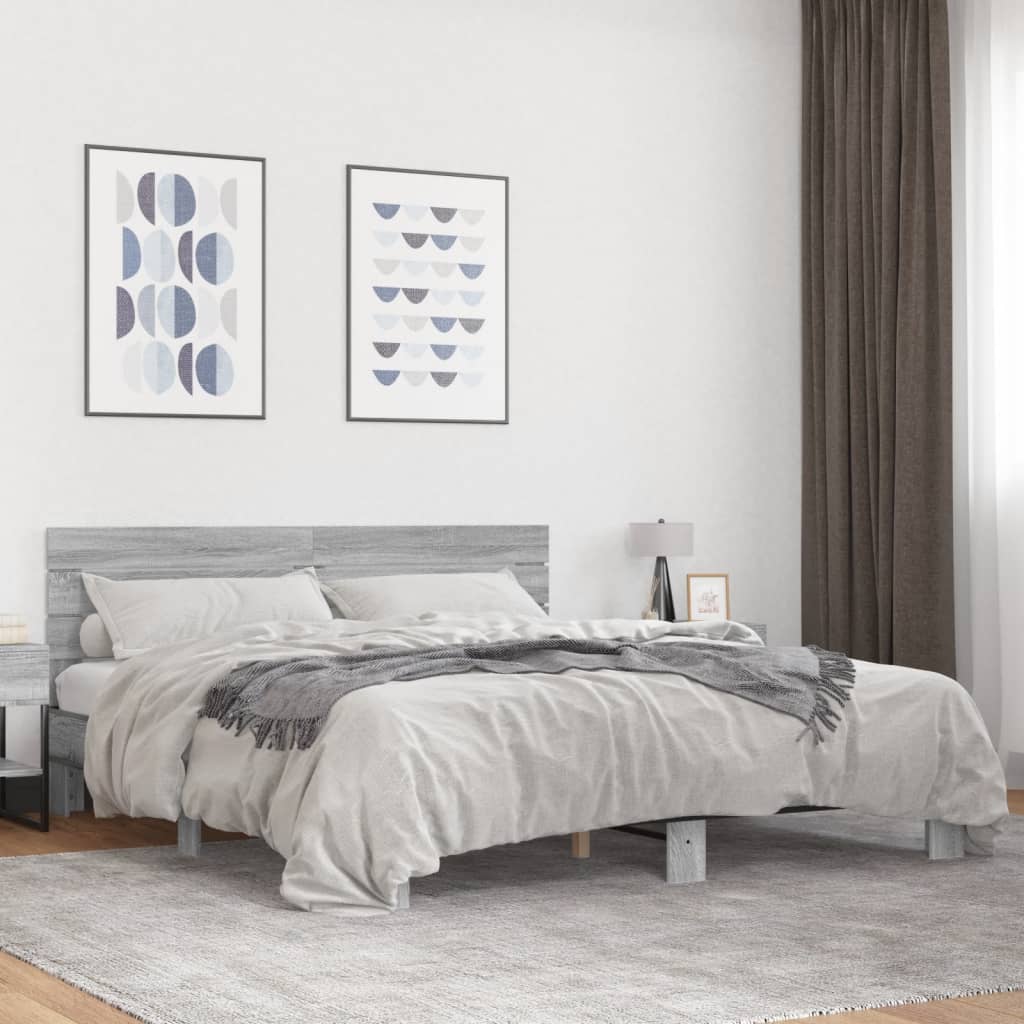 vidaXL Bed Frame without Mattress Grey Sonoma 200x200 cm