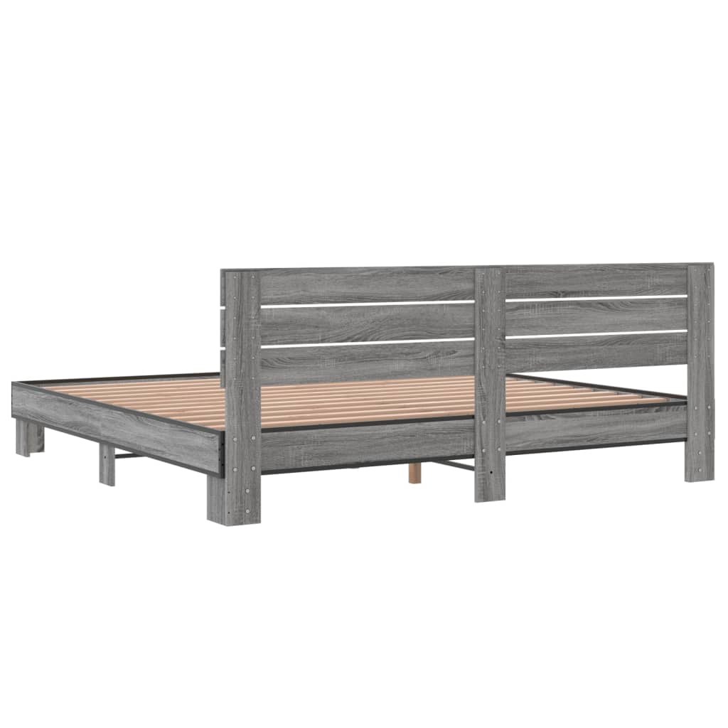 vidaXL Bed Frame without Mattress Grey Sonoma 200x200 cm