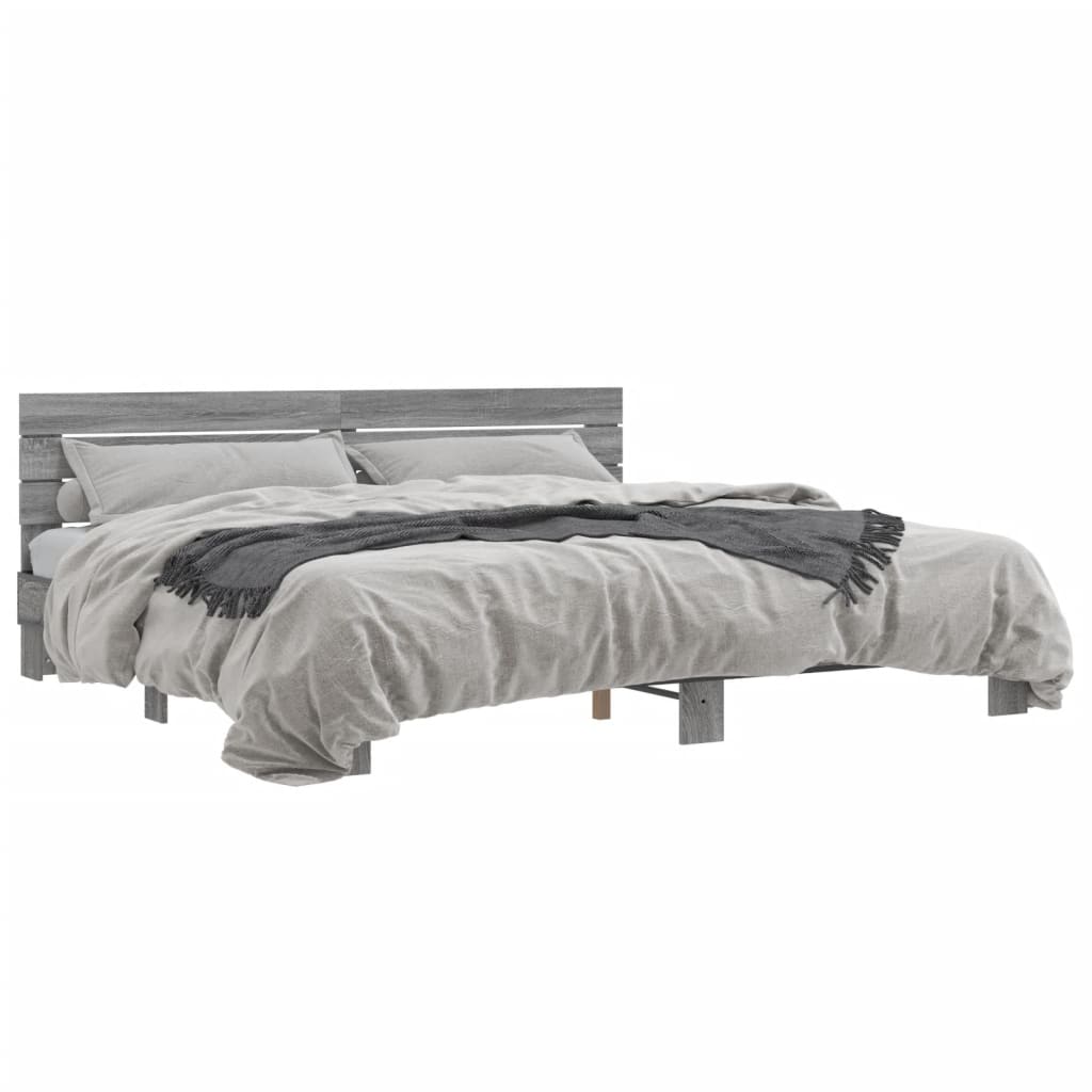 vidaXL Bed Frame without Mattress Grey Sonoma 200x200 cm