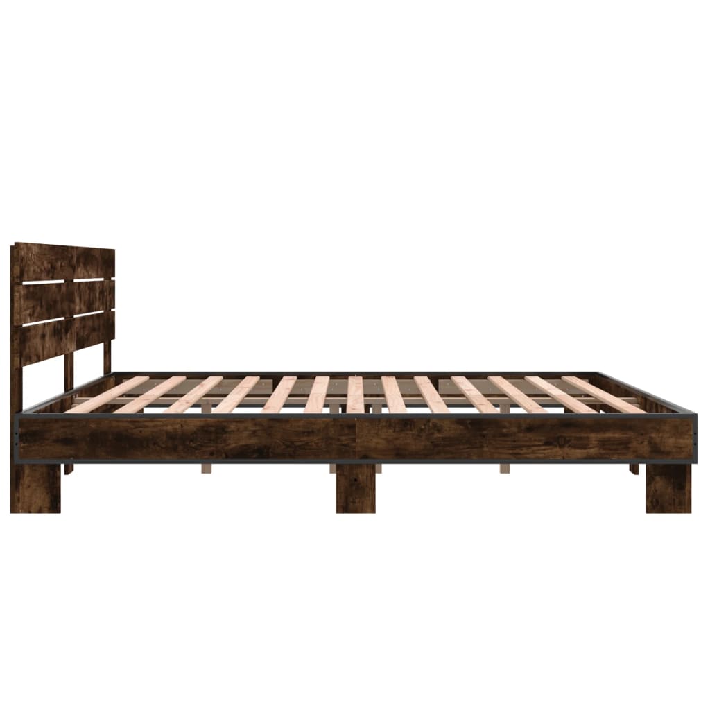 vidaXL Bed Frame without Mattress Smoked Oak 180x200 cm Super King