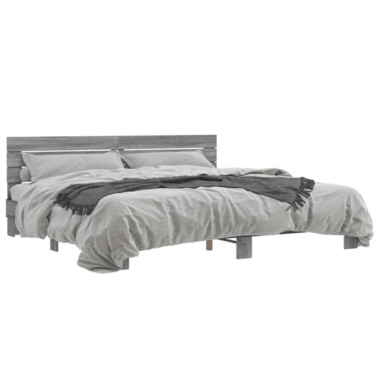 vidaXL Bed Frame without Mattress Grey Sonoma 180x200 cm Super King