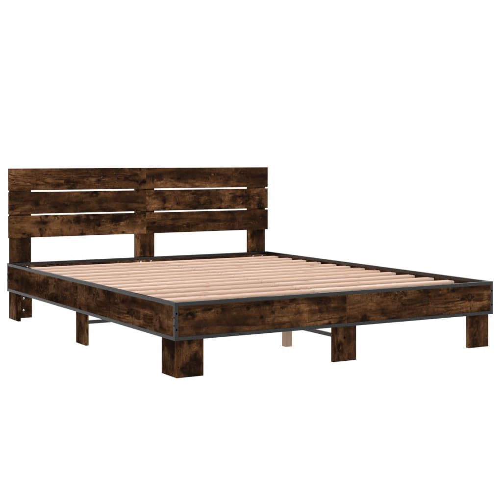 vidaXL Bed Frame without Mattress Smoked Oak 160x200 cm