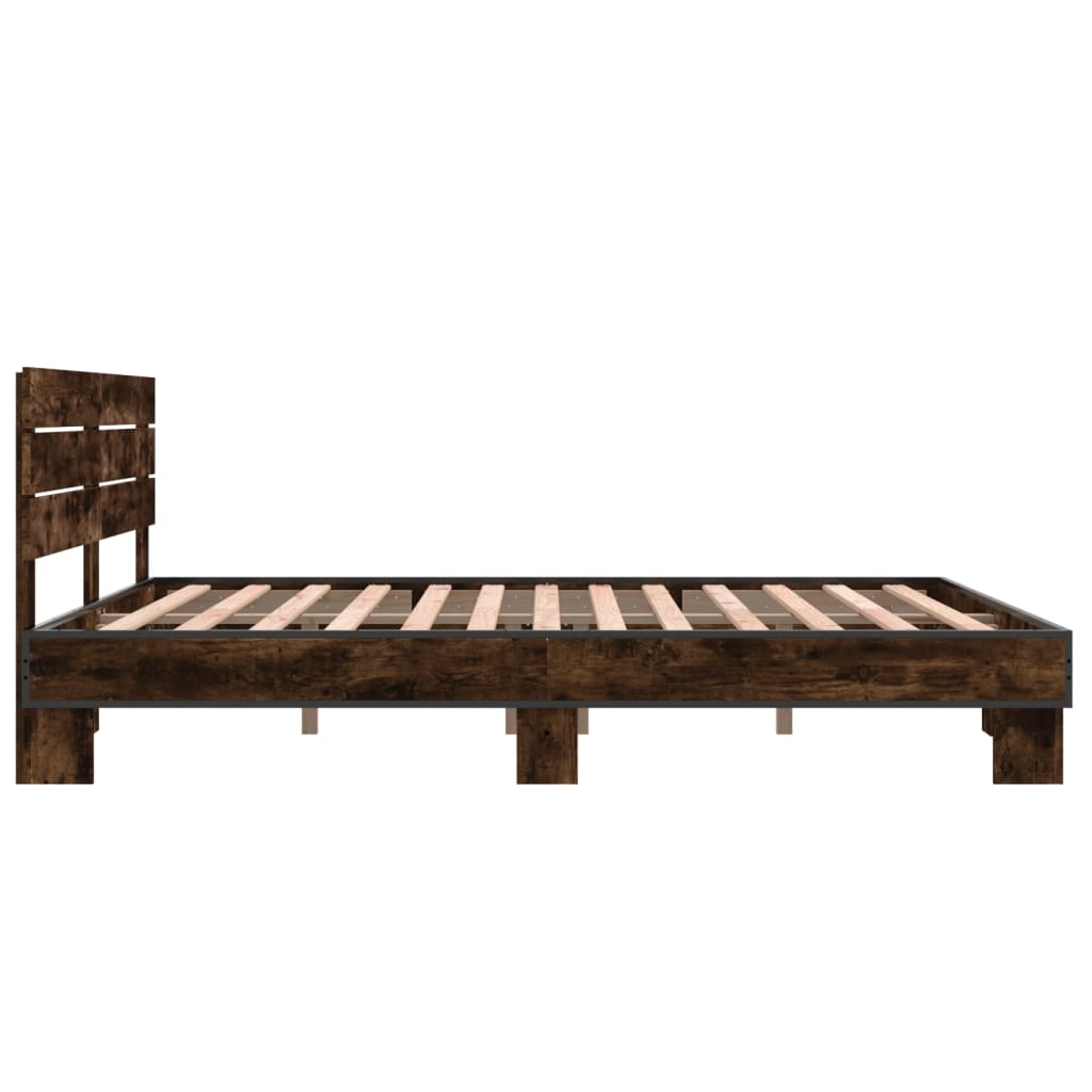 vidaXL Bed Frame without Mattress Smoked Oak 160x200 cm