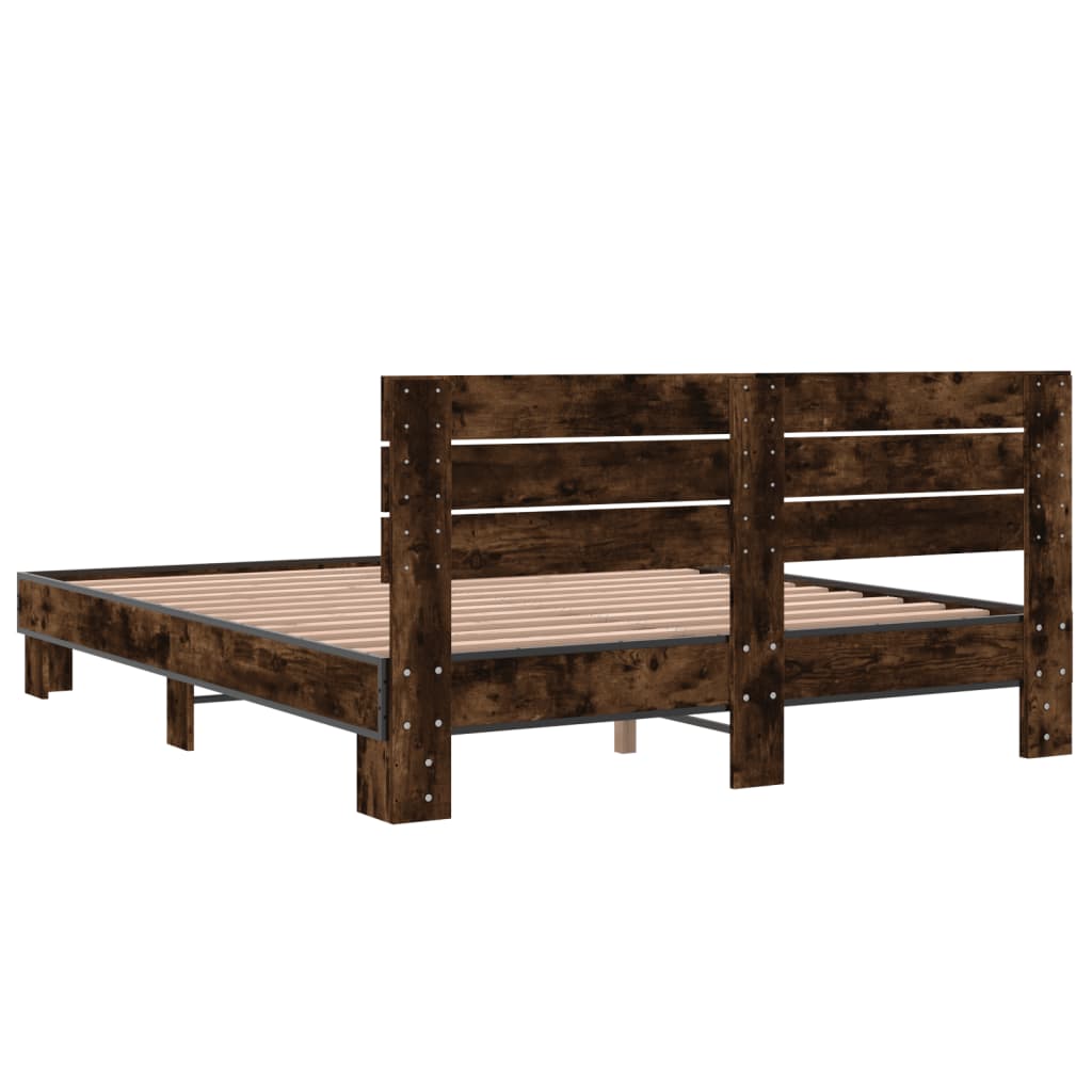 vidaXL Bed Frame without Mattress Smoked Oak 160x200 cm