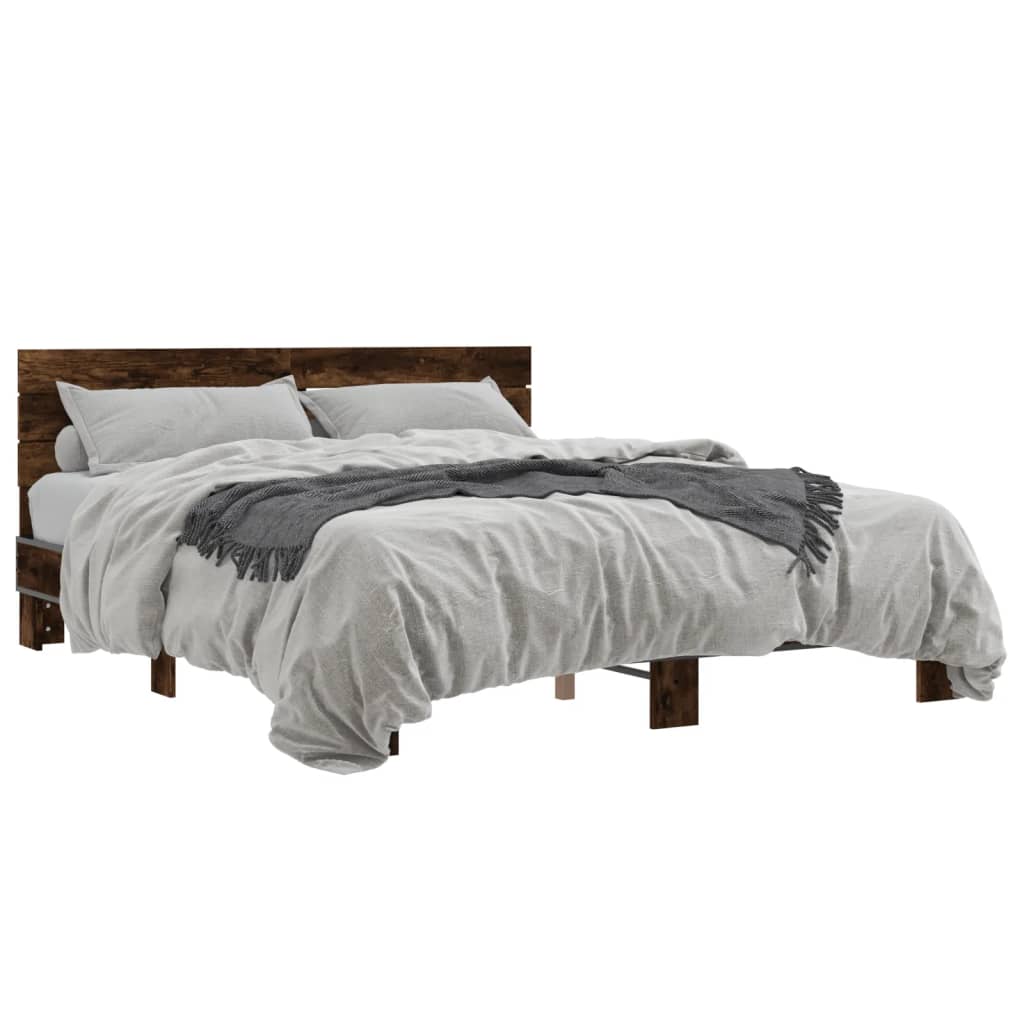 vidaXL Bed Frame without Mattress Smoked Oak 160x200 cm