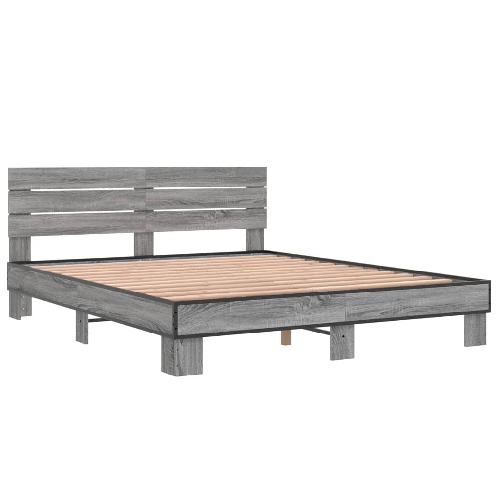 vidaXL Bed Frame without Mattress Grey Sonoma 160x200 cm