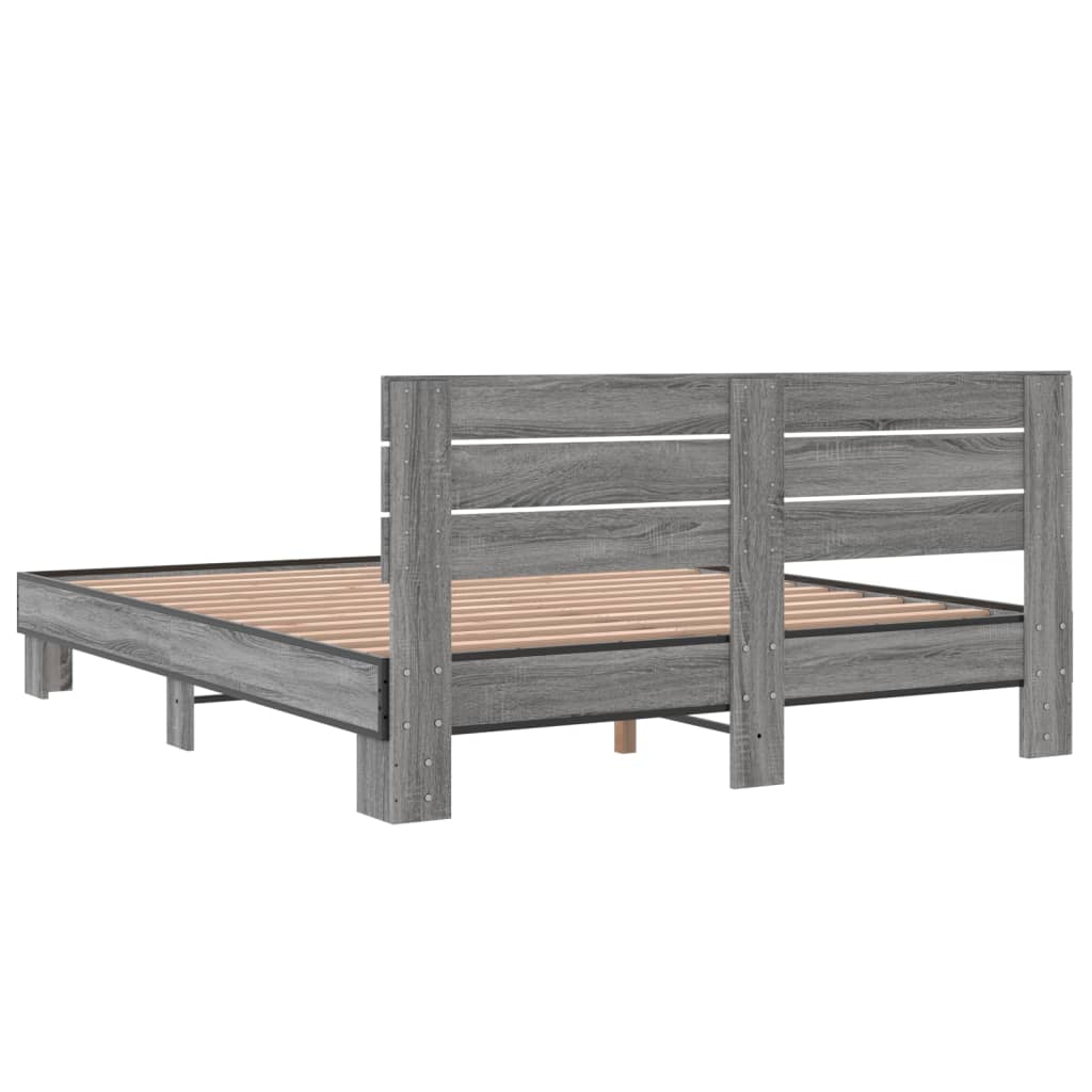 vidaXL Bed Frame without Mattress Grey Sonoma 160x200 cm