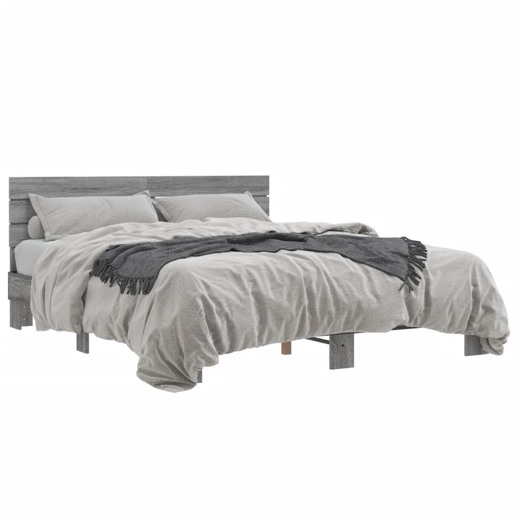 vidaXL Bed Frame without Mattress Grey Sonoma 160x200 cm