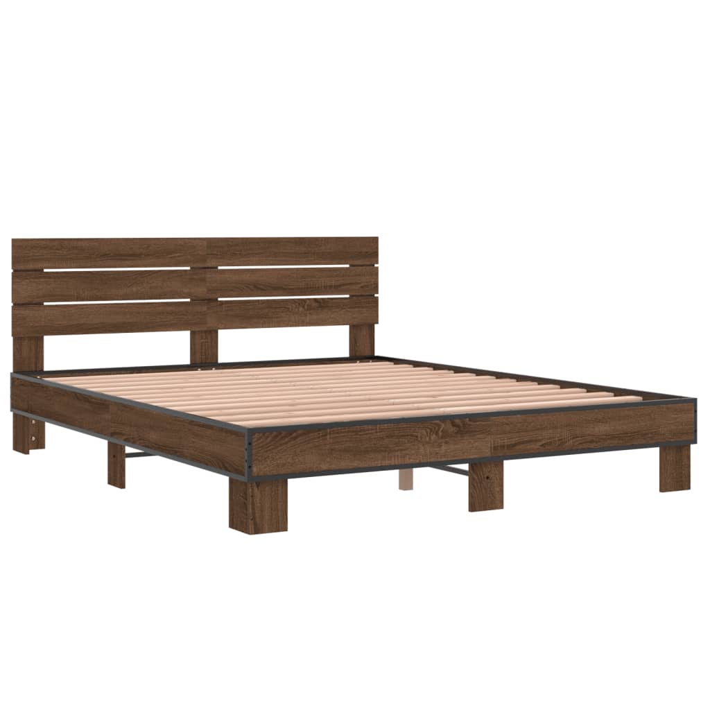 vidaXL Bed Frame without Mattress Brown Oak 160x200 cm