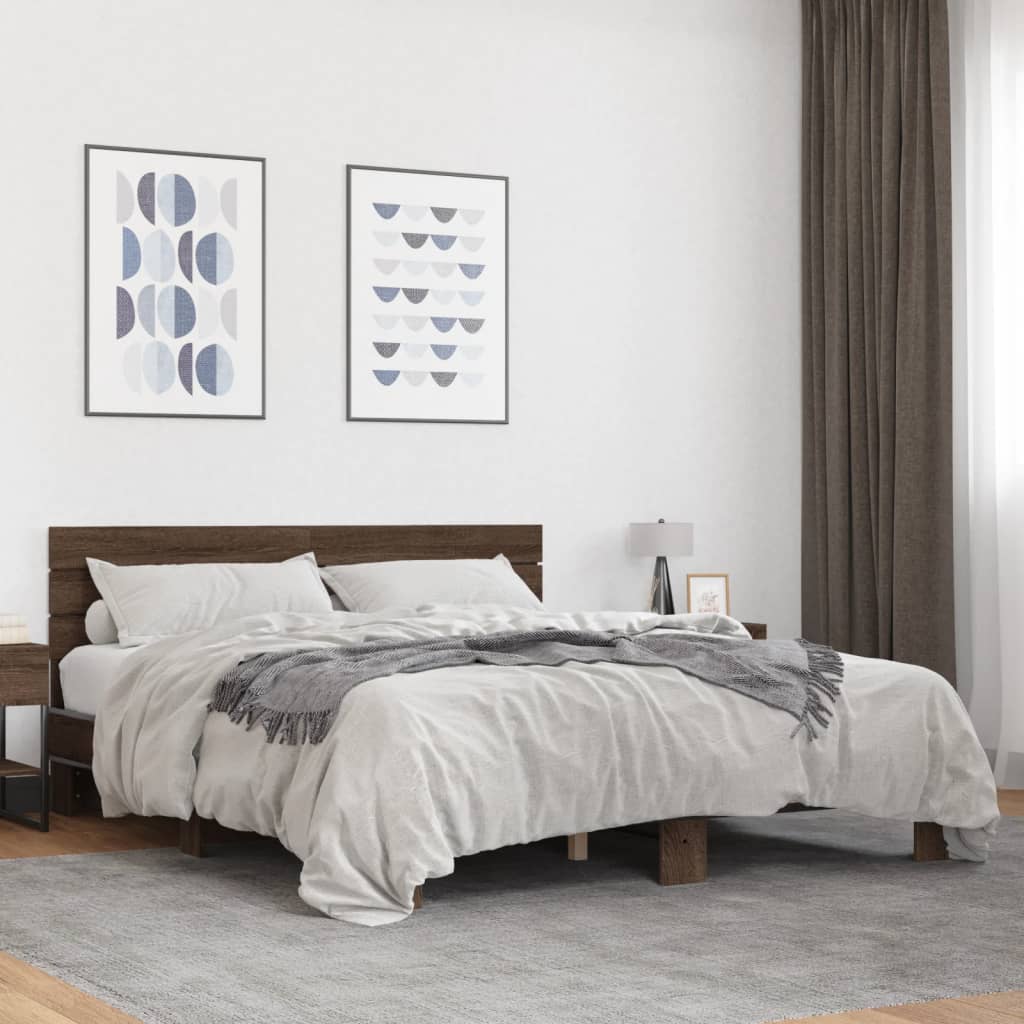 vidaXL Bed Frame without Mattress Brown Oak 160x200 cm