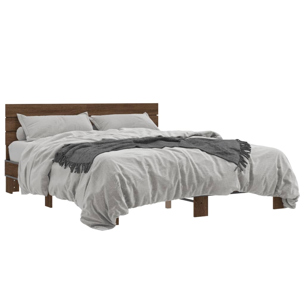 vidaXL Bed Frame without Mattress Brown Oak 160x200 cm