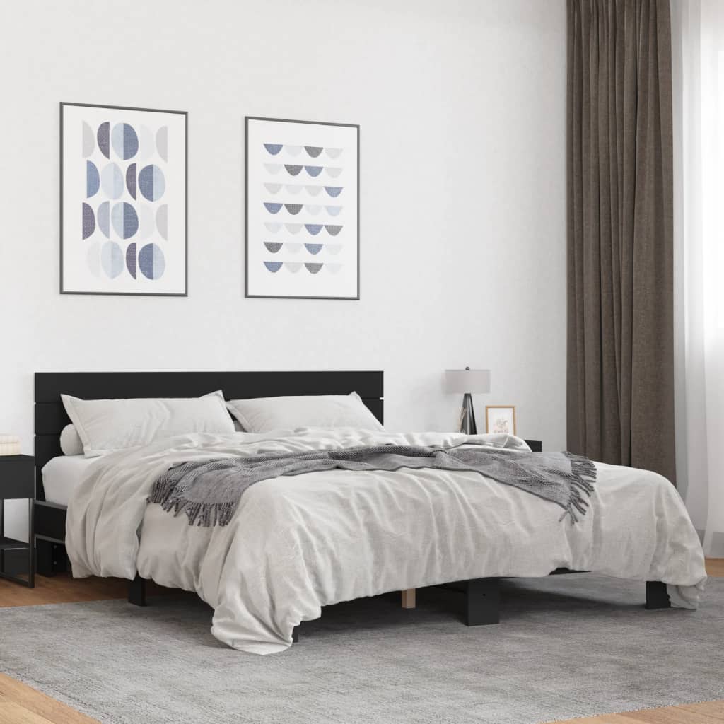 vidaXL Bed Frame without Mattress Black 150x200 cm King Size