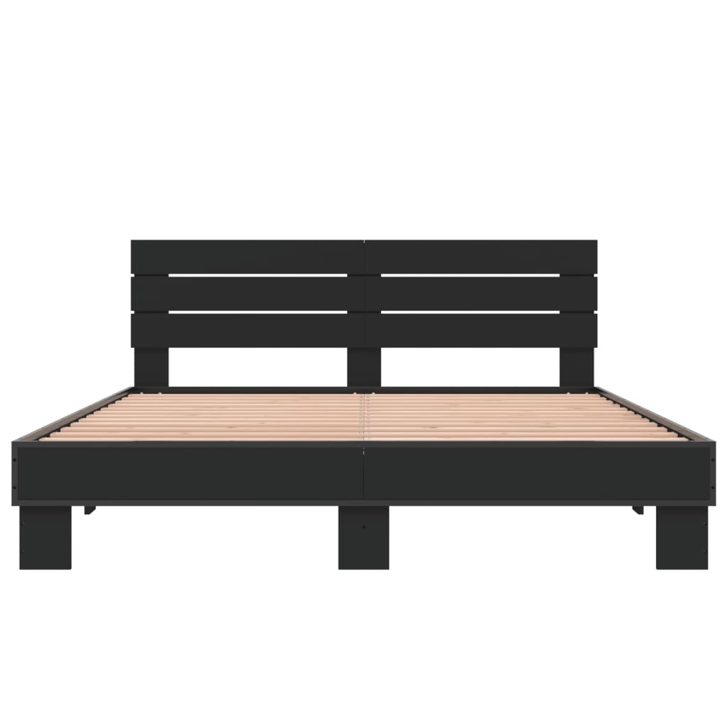 vidaXL Bed Frame without Mattress Black 150x200 cm King Size