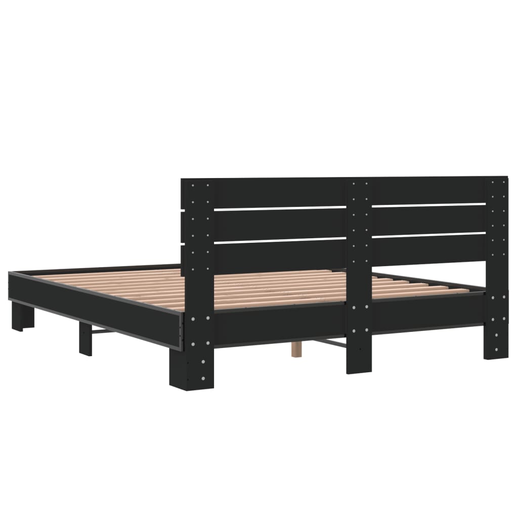 vidaXL Bed Frame without Mattress Black 150x200 cm King Size