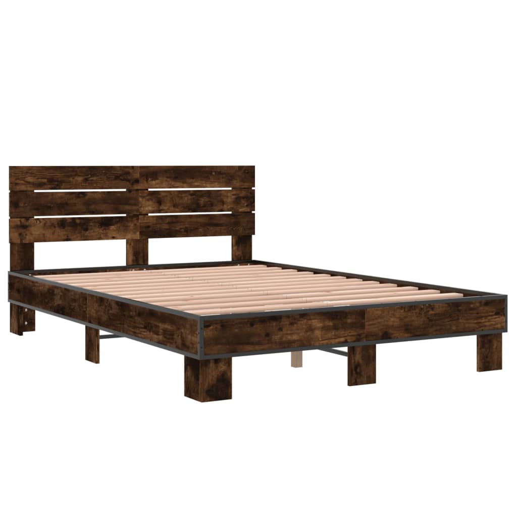 vidaXL Bed Frame without Mattress Smoked Oak 140x200 cm