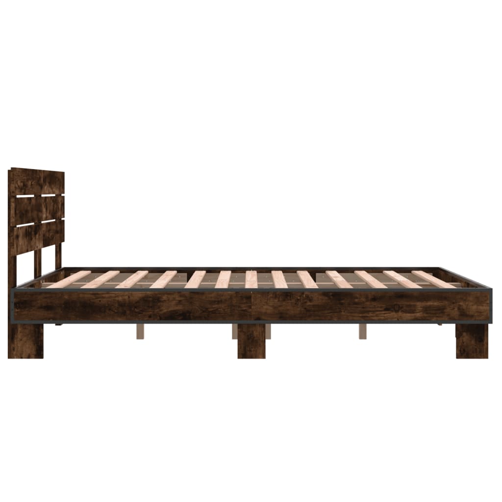 vidaXL Bed Frame without Mattress Smoked Oak 140x200 cm