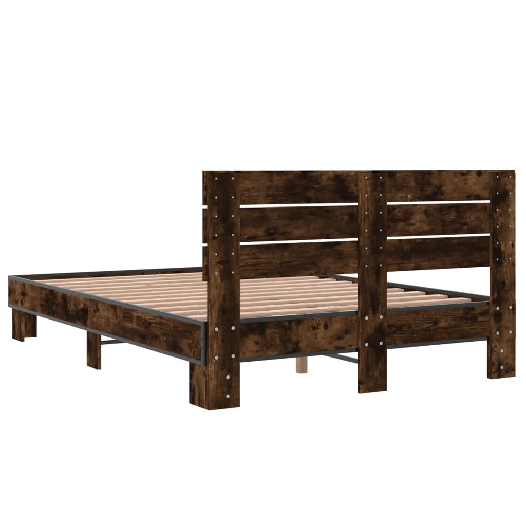 vidaXL Bed Frame without Mattress Smoked Oak 140x200 cm