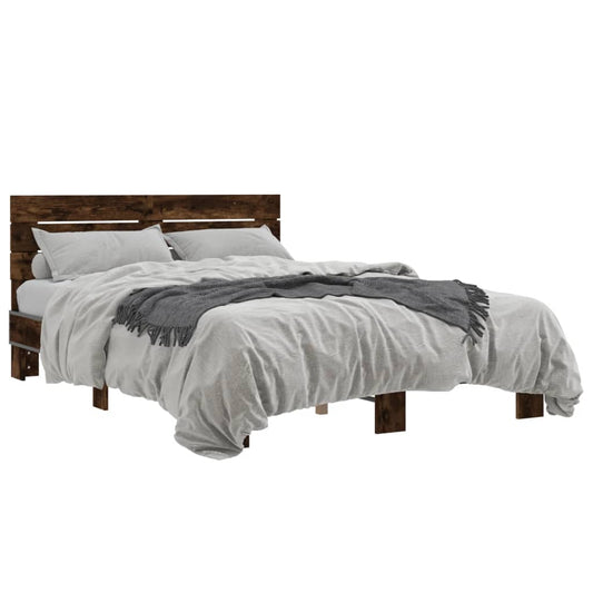 vidaXL Bed Frame without Mattress Smoked Oak 140x200 cm