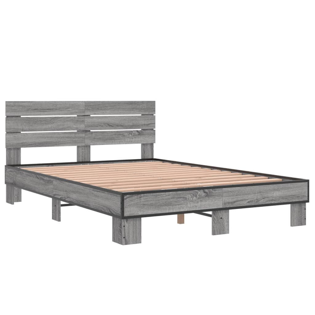 vidaXL Bed Frame without Mattress Grey Sonoma 140x200 cm