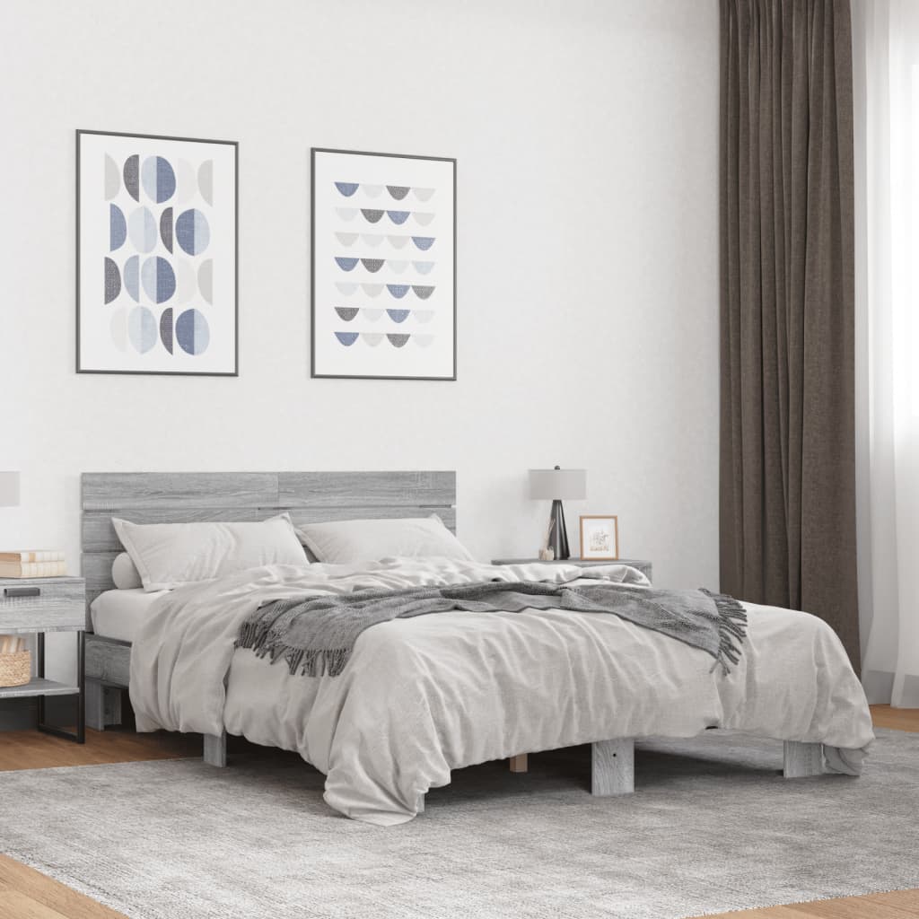 vidaXL Bed Frame without Mattress Grey Sonoma 140x200 cm