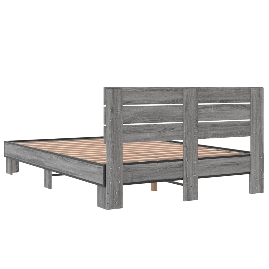 vidaXL Bed Frame without Mattress Grey Sonoma 140x200 cm