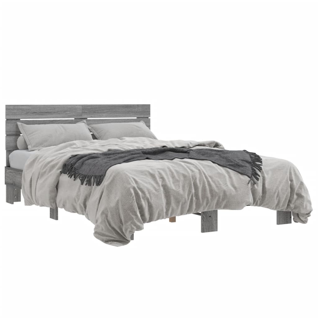 vidaXL Bed Frame without Mattress Grey Sonoma 140x200 cm