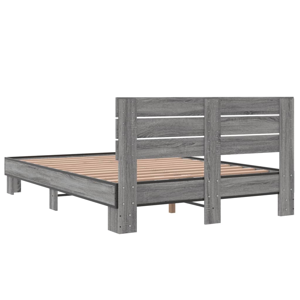 vidaXL Bed Frame without Mattress Grey Sonoma 135x190 cm Double