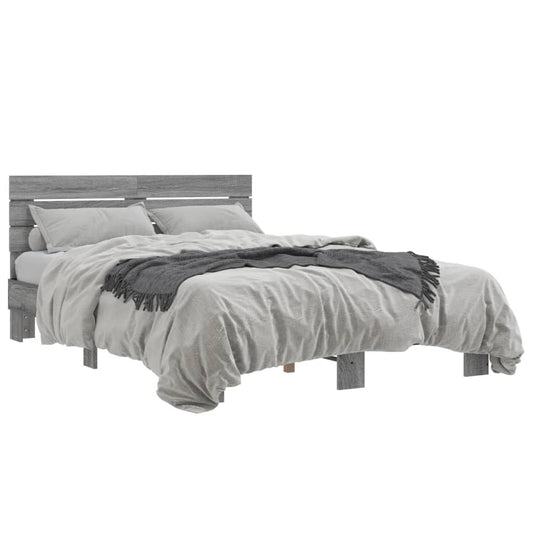 vidaXL Bed Frame without Mattress Grey Sonoma 135x190 cm Double