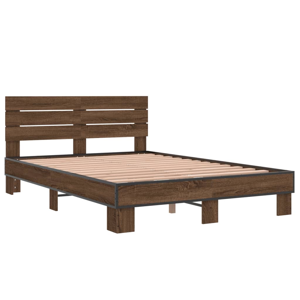 vidaXL Bed Frame without Mattress Brown Oak 135x190 cm Double