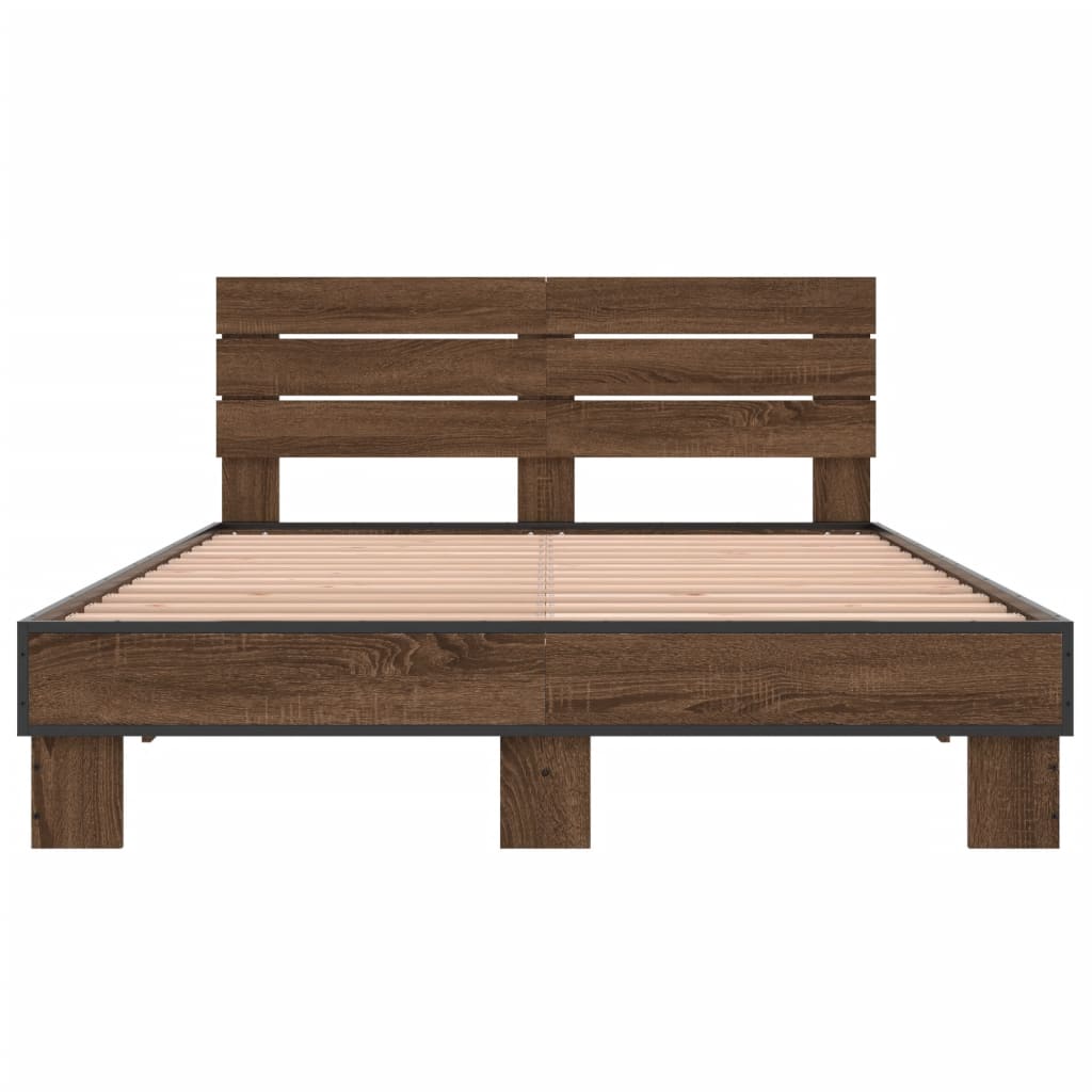 vidaXL Bed Frame without Mattress Brown Oak 135x190 cm Double