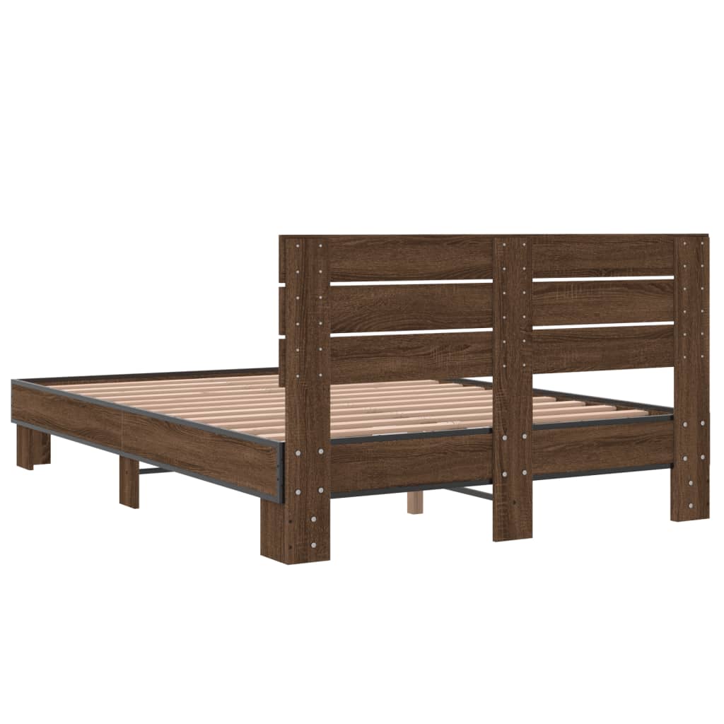 vidaXL Bed Frame without Mattress Brown Oak 135x190 cm Double