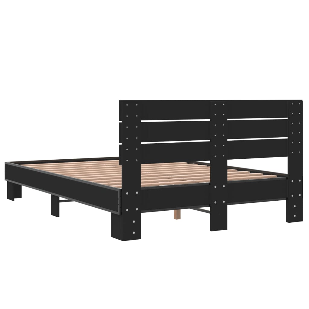 vidaXL Bed Frame without Mattress Black 140x190 cm