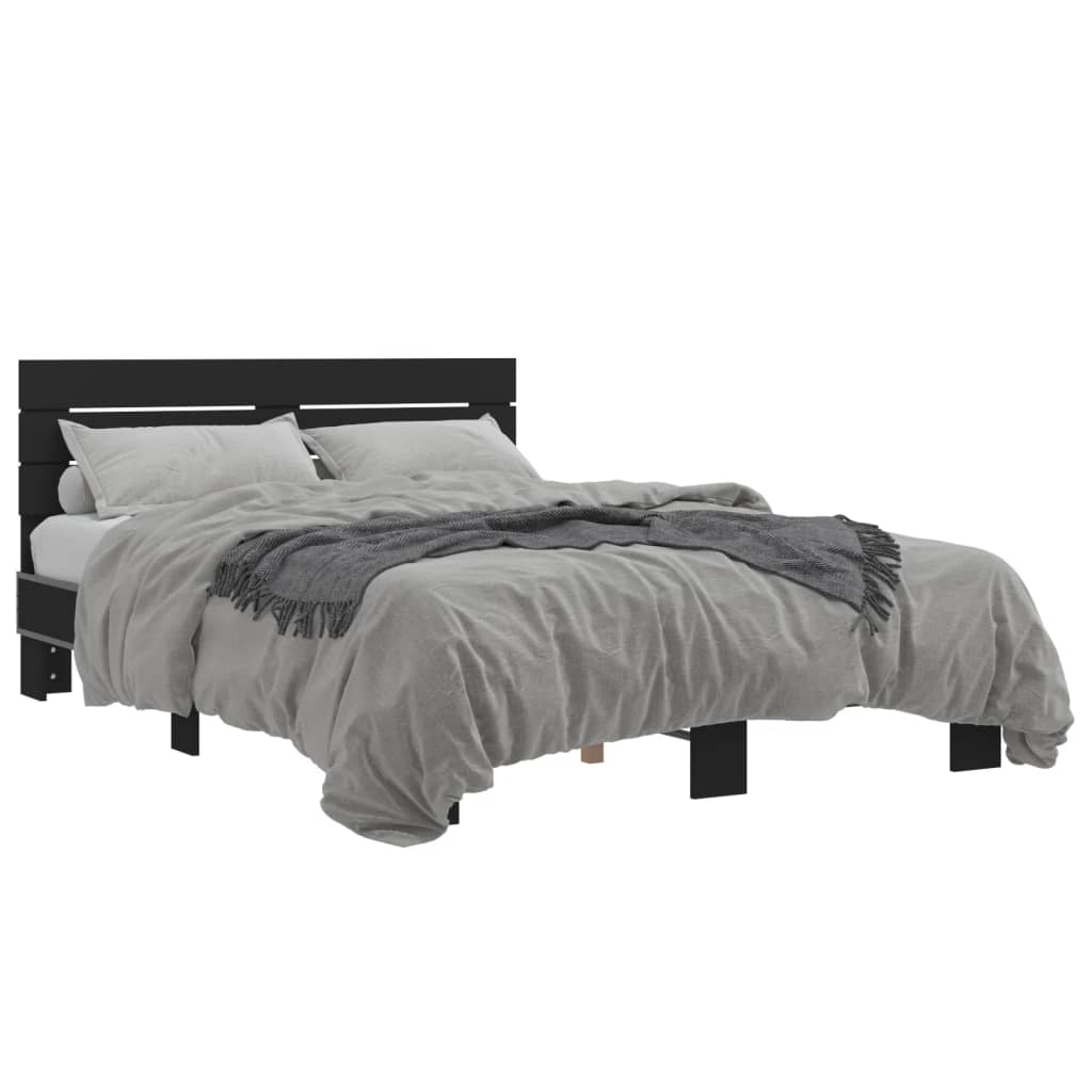 vidaXL Bed Frame without Mattress Black 140x190 cm