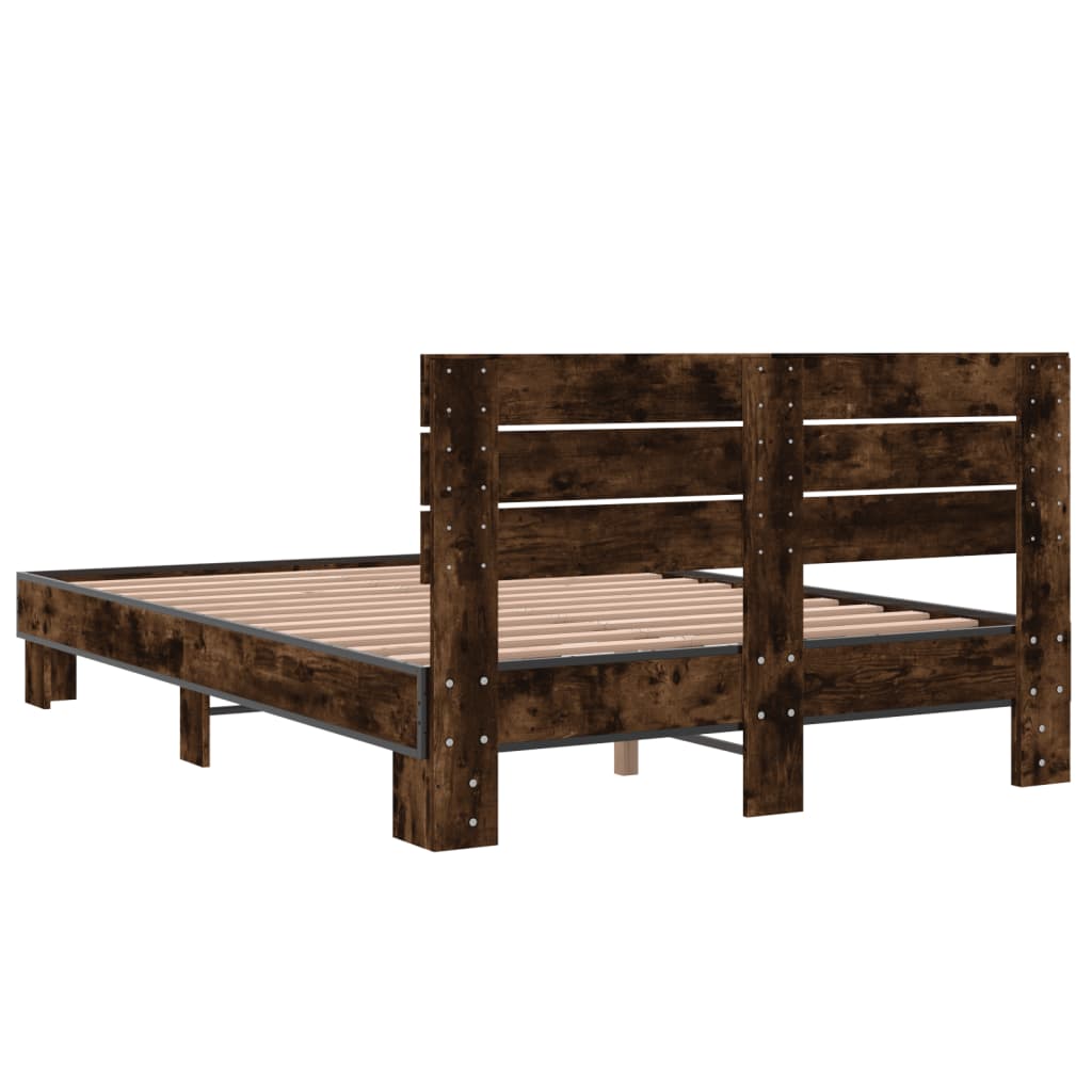 vidaXL Bed Frame without Mattress Smoked Oak 140x190 cm